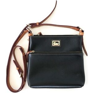 Dooney & Bourke Dillen Leather Letter Carrier Black EUC